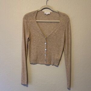 Bella Dahl Beige Ribbed Knit Cardigan